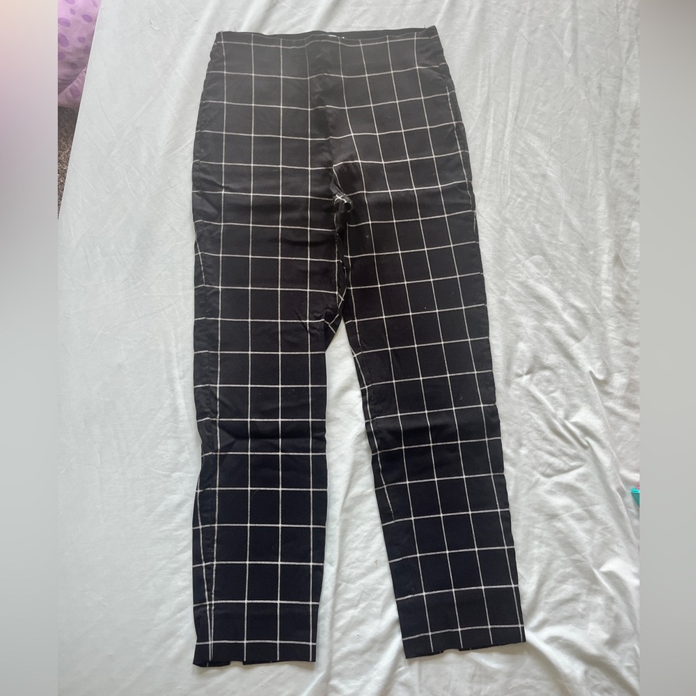 Charter Club Black and White Dress Pants Windowpane Pattern